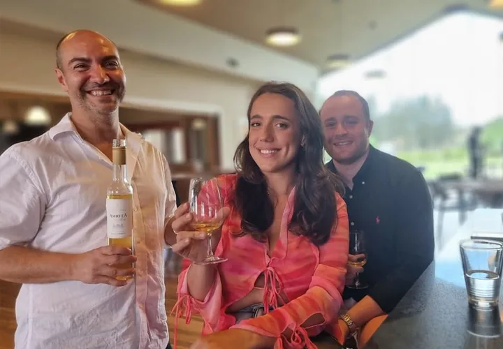 Guests enjoying a wine tasting at a Hunter Valley cellar door